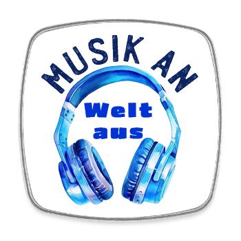 Kopfhörer - Musik an - Welt aus - Musiker - Viereckiger Kühlschrankmagnet - Weiß - Vorne