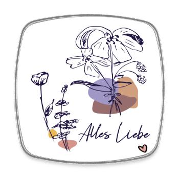Alles Liebe mit Blumenstrauß - Viereckiger Kühlschrankmagnet - Weiß - Vorne