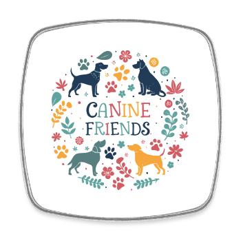 Canine Friends in Colorful Crown - Square fridge magnet - white - Front