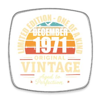 Birthday Party December 1971 - December 1971 - Square fridge magnet - white - Front