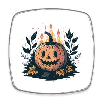 Candle Night Pumpkin - Square fridge magnet - white - Front
