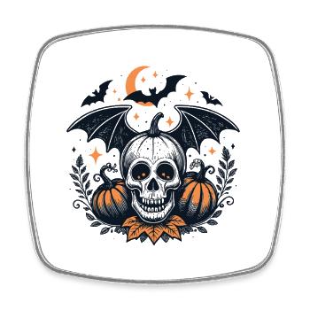 Halloween Night Skull Bats - Square fridge magnet - white - Front