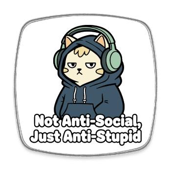 Katzen Hoodie Kopfhörer Design - Viereckiger Kühlschrankmagnet - Weiß - Vorne