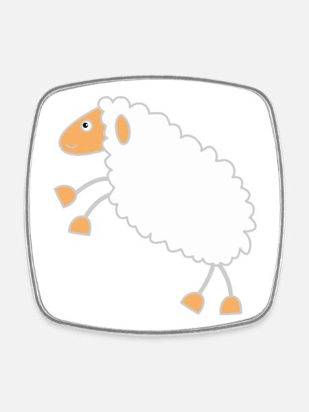 Flauschiges Schäflein Cartoon Design - Viereckiger Kühlschrankmagnet - Weiß