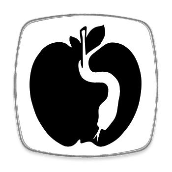 Snake & Apple - Square fridge magnet - white - Front