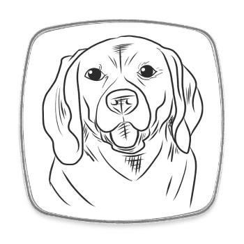 Funny Beagle Sketch Line Art Dog Design for Pet - Square fridge magnet - white - Front