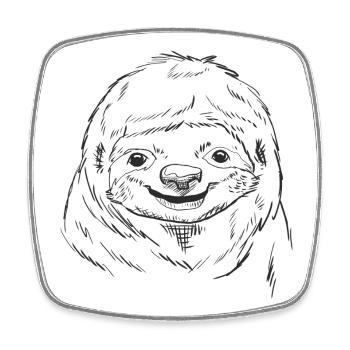 Sloth Sketch Line Art Design for Wild and Zoo Love - Square fridge magnet - white - Front