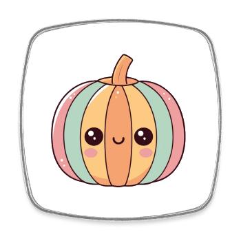 Kawaii pastel pumpkin smiling face - Square fridge magnet - white - Front