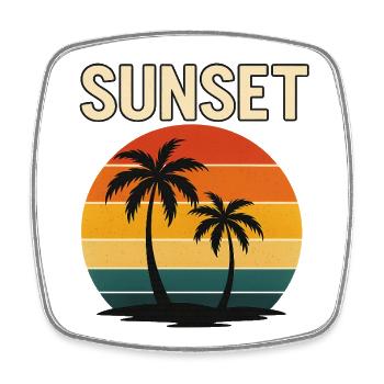 Sunset Palm Retro Glow - Magnet carré - blanc - Devant