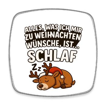 Christmas Cute Reindeer Sleep Cartoon Sweater - Square fridge magnet - white - Front