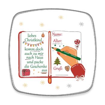 Liste de souhaits Enfant Jésus - Magnet carré - blanc - Devant