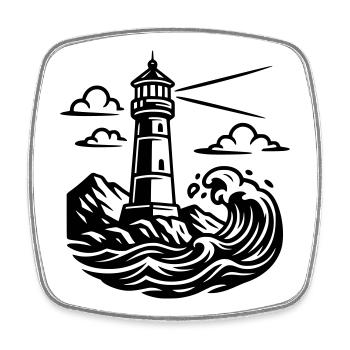 Leuchtturm - Viereckiger Kühlschrankmagnet - Weiß - Vorne
