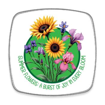 Sommerblumen blühen Kreis - Viereckiger Kühlschrankmagnet - Weiß - Vorne