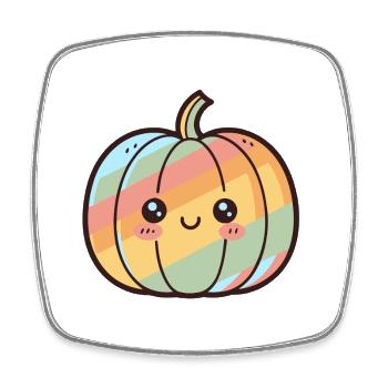 Citrouille arcenciel kawaii - Magnet carré - blanc - Devant