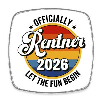 Rentner 2026 Retro Patch Frührente Abschlußparty - Viereckiger Kühlschrankmagnet - Weiß - Vorne