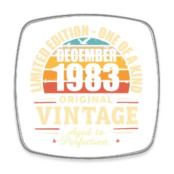 Geburtstagsfeier Dezember 1983 - Dezember 1983 - Viereckiger Kühlschrankmagnet - Weiß - Vorne