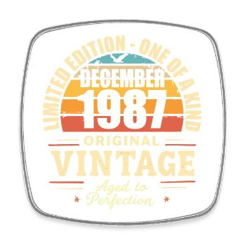 fête d anniversaire décembre 1987 - december 1987 - Magnet carré - blanc - Devant