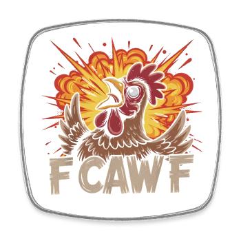 F-Caw-F Poulet Corbeau Cadeau Drôle Poulet Design - Magnet carré - blanc - Devant