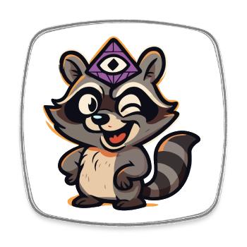 Happy little racoon - Viereckiger Kühlschrankmagnet - Weiß - Vorne