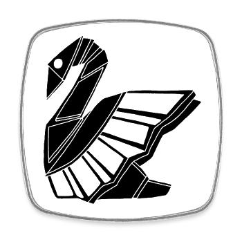 black swan - Square fridge magnet - white - Front