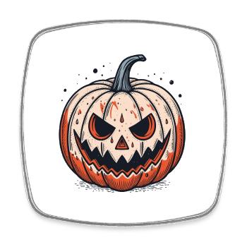 Gruseliger Jackolantern Kürbis - Viereckiger Kühlschrankmagnet - Weiß - Vorne