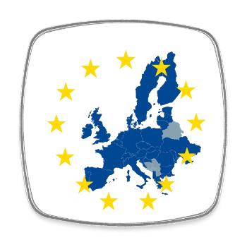 Carte de l’Europe dans l’anneau étoile de l’UE - Magnet carré - blanc - Devant