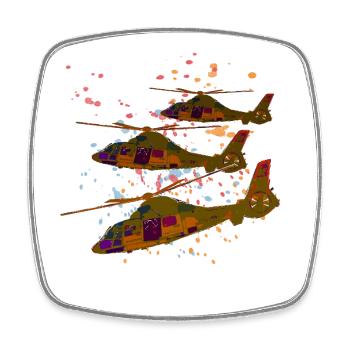 Hubschrauber - Viereckiger Kühlschrankmagnet - Weiß - Vorne