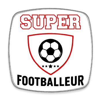 Super footballer, father's day, christmas - Square fridge magnet - white - Front