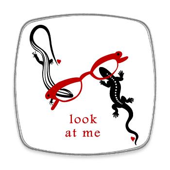 Eidechsen mit Brille Look at Me - Viereckiger Kühlschrankmagnet - Weiß - Vorne