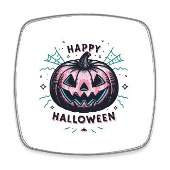 Pink Neon Halloween Kürbis - Viereckiger Kühlschrankmagnet - Weiß - Vorne
