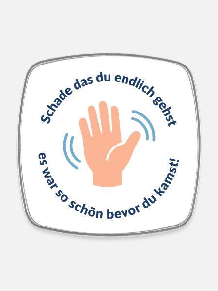 AbschiedsWitz Handgrafik, Oxymoron - Viereckiger Kühlschrankmagnet - Weiß