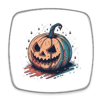 Kürbis Neon Halloween JackoLantern - Viereckiger Kühlschrankmagnet - Weiß - Vorne