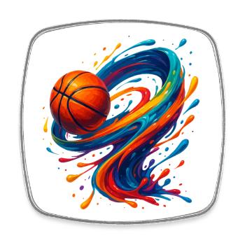 Éclaboussure de basket-ball Vibrant Orbit - Magnet carré - blanc - Devant
