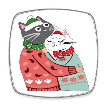 Cats in the magic of winter - Square fridge magnet - white - Front