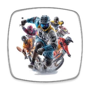 Motocross Hurricane : Divers défilés de Spoerarten - Magnet carré - blanc - Devant