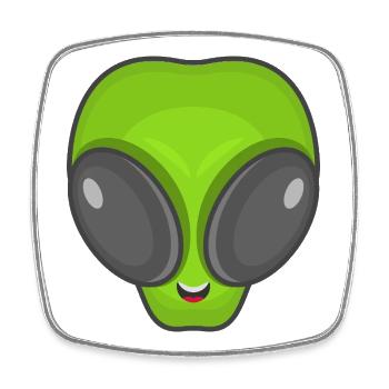 Green Alien Head - Square fridge magnet - white - Front