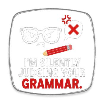 Stille Grammatik Richter T-Shirt - Viereckiger Kühlschrankmagnet - Weiß - Vorne