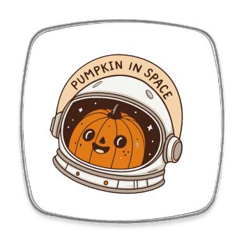 Weltraumastronaut Kürbis - Viereckiger Kühlschrankmagnet - Weiß - Vorne