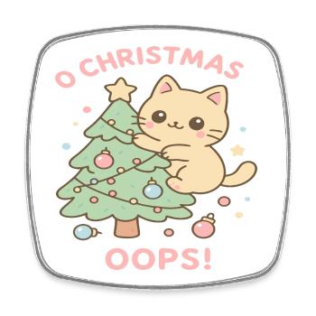 Sapin de Noël chat pastel - Magnet carré - blanc - Devant