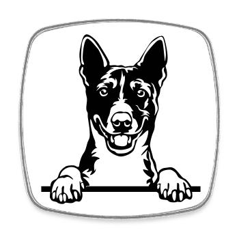 Basenji Kopf - Viereckiger Kühlschrankmagnet - Weiß - Vorne