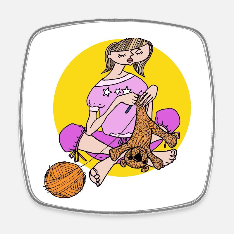Mädchen in Pink - Viereckiger Kühlschrankmagnet - Weiß