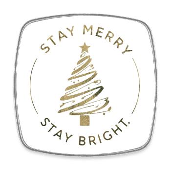 Golden Christmas Tree Graphic - Square fridge magnet - white - Front