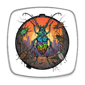 Insekten Graffiti im Sonnenuntergang - Viereckiger Kühlschrankmagnet - Weiß - Vorne