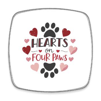 Hearts on Four Paws - Square fridge magnet - white - Front