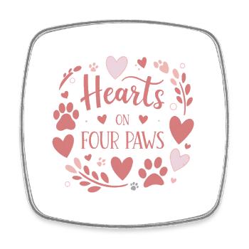 Hearts on Four Paws - Square fridge magnet - white - Front