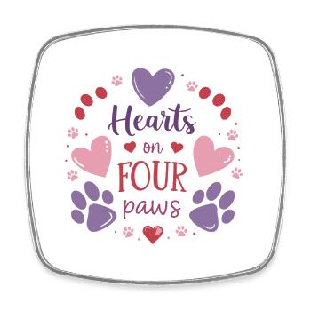 Hearts on Four Paws - Square fridge magnet - white - Front