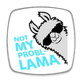 Lama Not My Problama Cool Sonnenbrille Seitlich - Viereckiger Kühlschrankmagnet - Weiß - Vorne