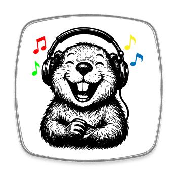 Happy Beaver avec casque Biber DJ Design - Magnet carré - blanc - Devant
