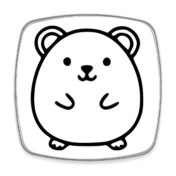 hamster lineart vecteur - Magnet carré - blanc - Devant