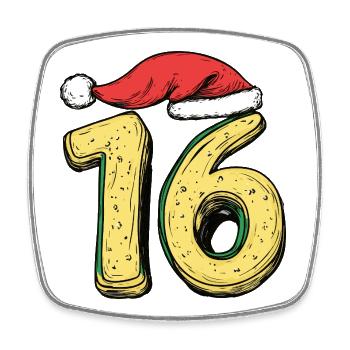 16 Number Cookie Christmas - Square fridge magnet - white - Front